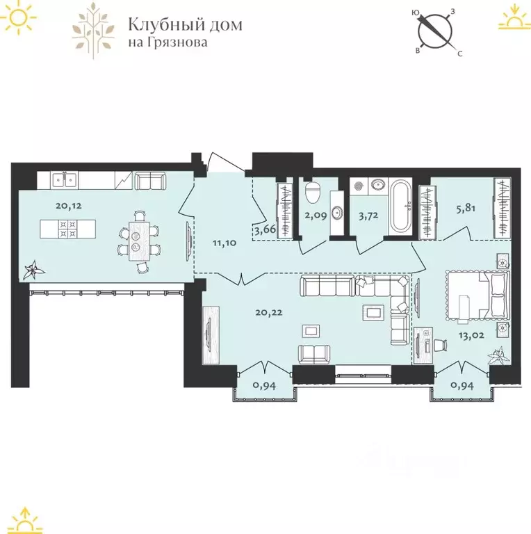 3-к кв. Иркутская область, Иркутск ул. Грязнова (81.62 м) - Фото 0