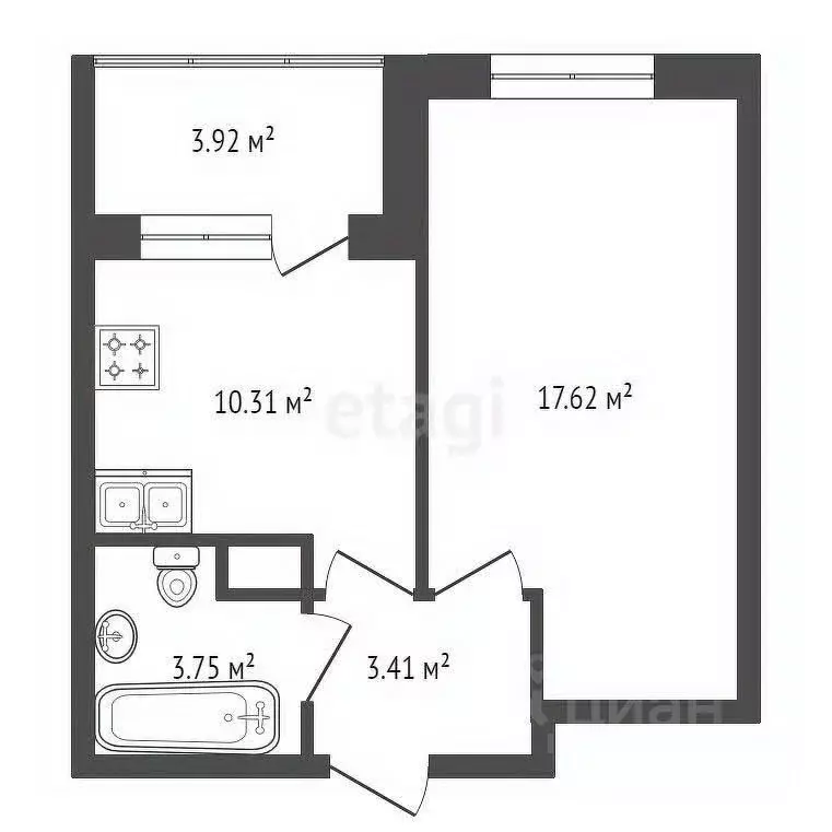 1-к кв. Санкт-Петербург Уральская ул., 23 (35.09 м) - Фото 1