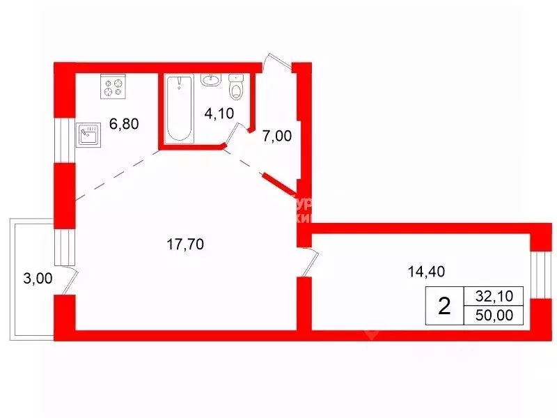 2-к кв. Санкт-Петербург просп. Космонавтов, 29К8 (50.0 м) - Фото 2