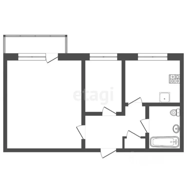 2-к кв. Томская область, Томск ул. Мичурина, 65 (43.2 м) - Фото 2