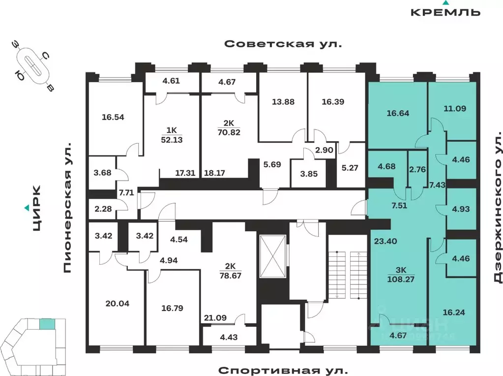 3-к кв. Тульская область, Тула ул. Болотникова, 4 (108.27 м) - Фото 2