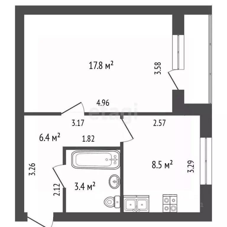 1-к кв. Ямало-Ненецкий АО, Новый Уренгой Ягельный мкр, ул. Южная (37.7 ... - Фото 2