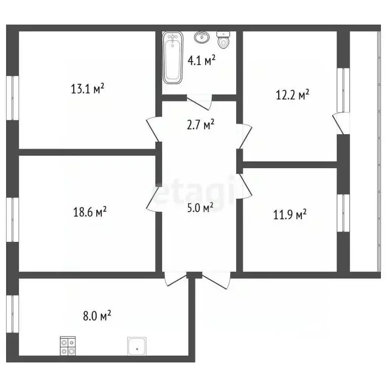 4-к кв. Башкортостан, Стерлитамак ул. Гоголя, 100 (75.6 м) - Фото 2