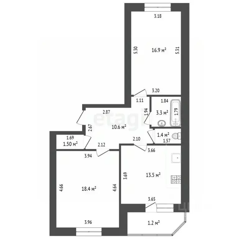 2-к кв. Мордовия, Саранск Волгоградская ул., 124 (65.6 м) - Фото 2