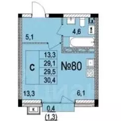 Студия Ярославская область, Ярославль ул. Лисицына, 23 (29.5 м) - Фото 2