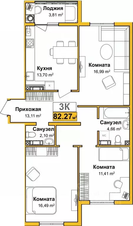 3-к кв. Крым, Симферополь ул. Батурина, 147 (80.47 м) - Фото 0