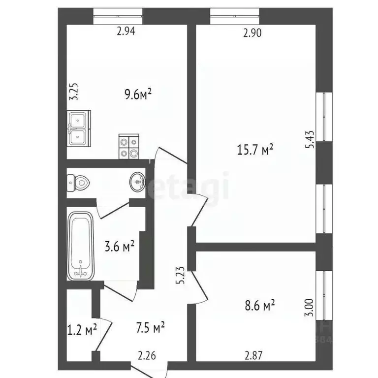 2-к кв. Саратовская область, Балашов ул. Ленина, 49 (47.7 м) - Фото 1