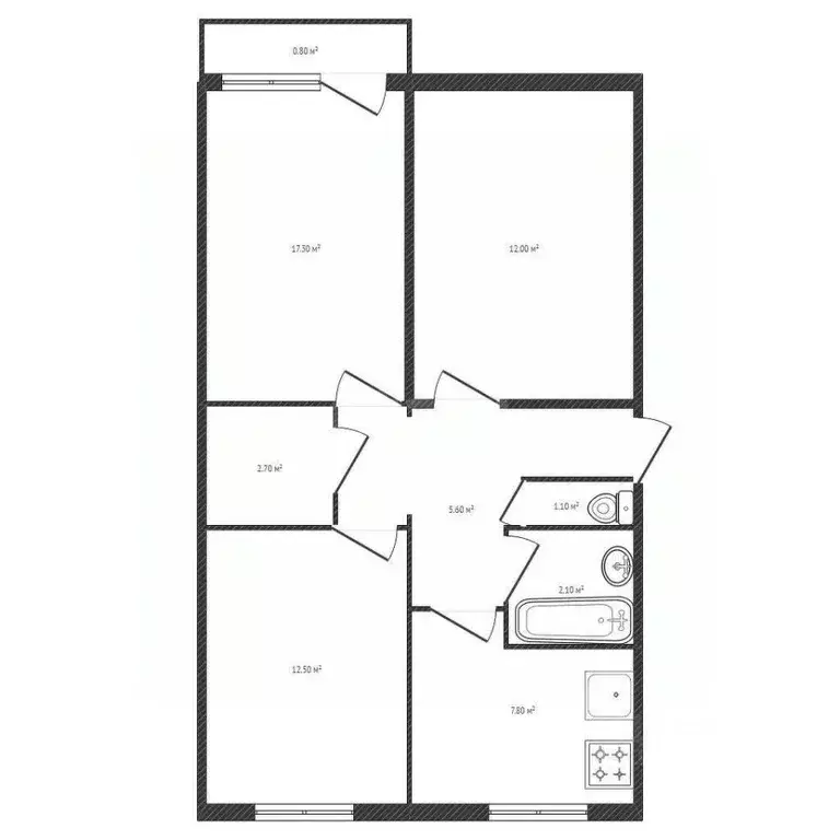 3-к кв. Брянская область, Брянск пер. Кирова, 122 (62.7 м) - Фото 2