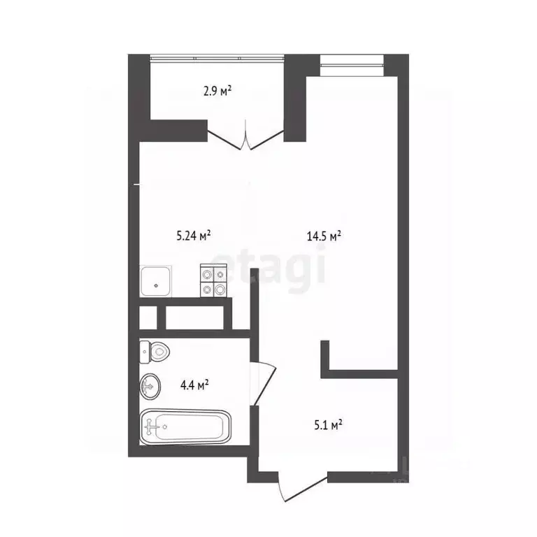 1-к кв. Тюменская область, Тюмень Холодильная ул., 31к1 (29.1 м) - Фото 2