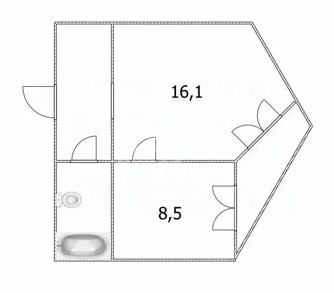 1-к кв. Томская область, Томск Нижний пер., 45 (32.9 м) - Фото 2