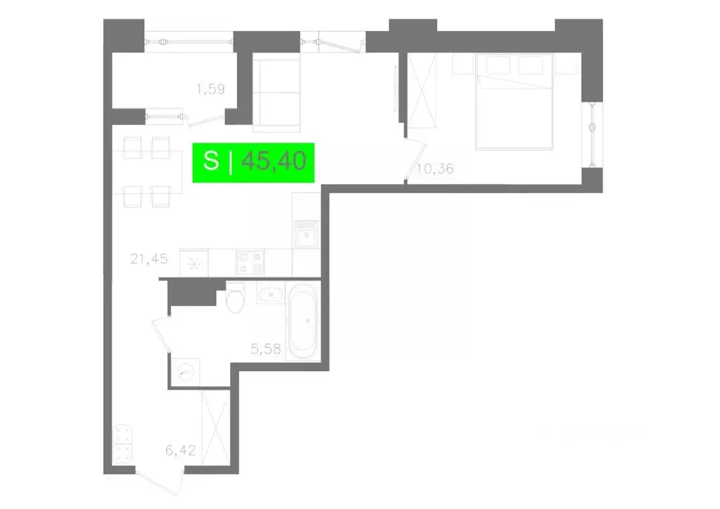 1-к кв. Санкт-Петербург Московское ш., 13ВА (45.4 м) - Фото 0