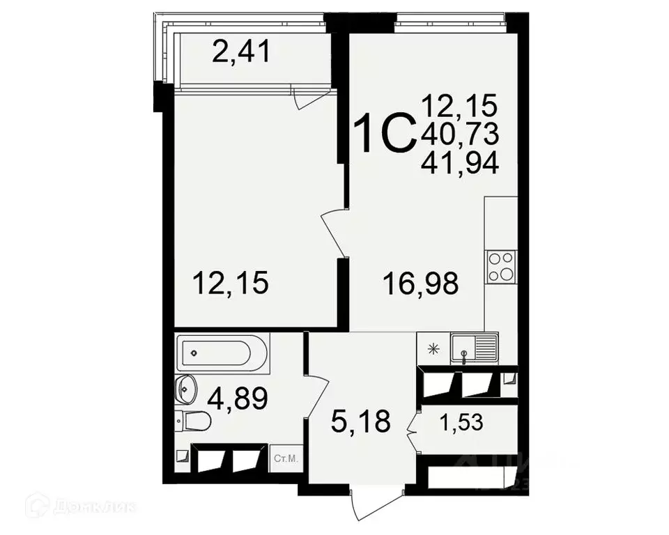 1-к кв. Рязанская область, Рязань ул. Ленинского Комсомола (41.94 м) - Фото 1