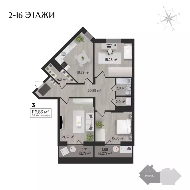 3-к кв. Удмуртия, Ижевск Камбарская ул., 3 (116.83 м) - Фото 0