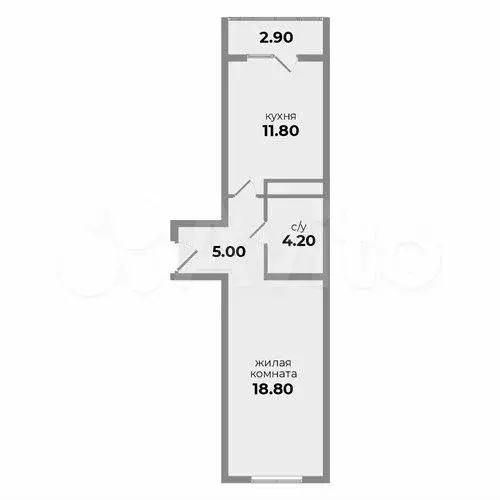 1-к. квартира, 40,6м, 1/9эт. - Фото 0