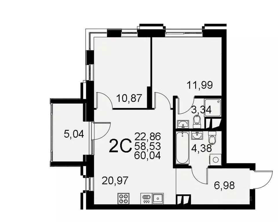 2-к кв. Тульская область, Тула Хлебная пл. (58.53 м) - Фото 0