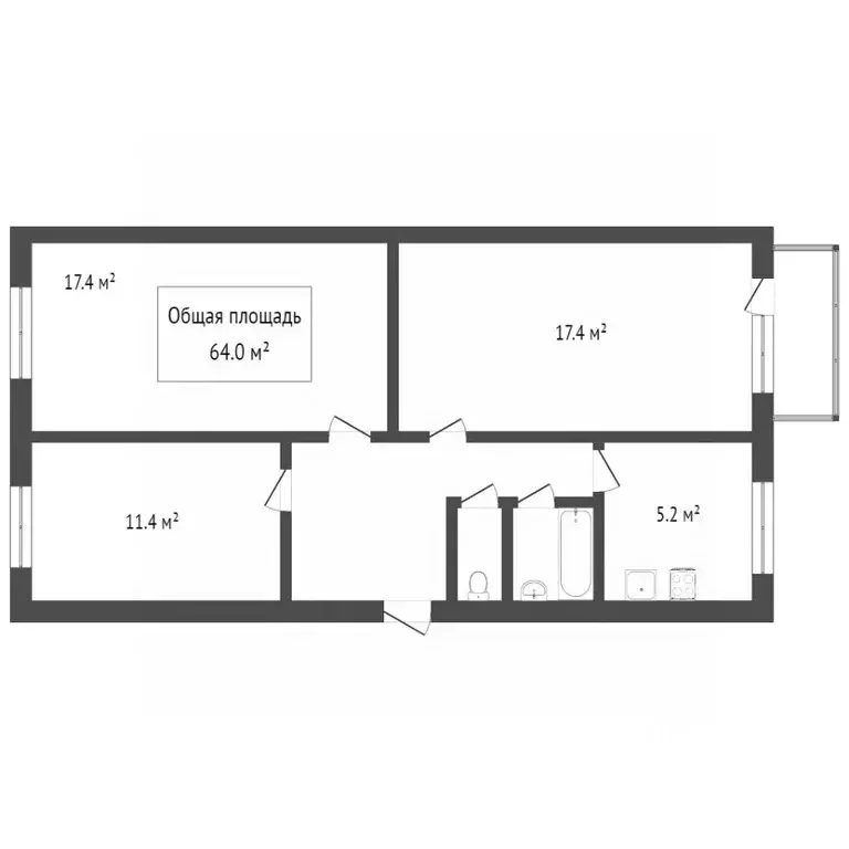 3-к кв. Новосибирская область, Новосибирск ул. Петухова, 98 (61.6 м) - Фото 1