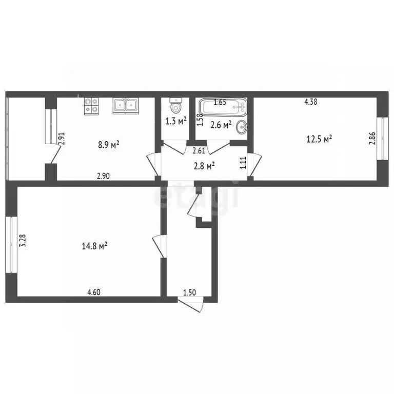 2-к кв. Пермский край, Кунгур ул. Нефтяников, 3 (48.9 м) - Фото 2