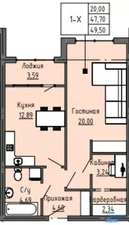 1-к кв. Чеченская республика, Грозный просп. В.В. Путина, 3 (49.5 м) - Фото 1