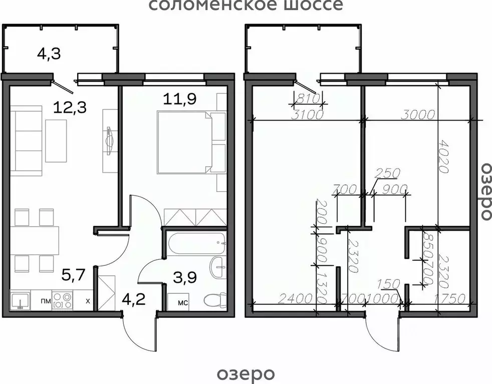 2-к кв. Карелия, Петрозаводск ул. Тапиола, 2к2 (42.3 м) - Фото 0