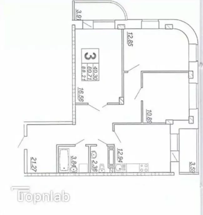 3-к кв. Чувашия, Чебоксары ул. Энергетиков, 6 (81.0 м) - Фото 2
