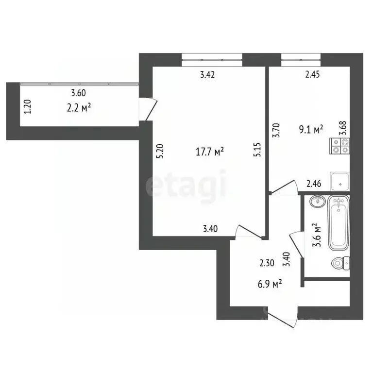 1-к кв. Башкортостан, Стерлитамак ул. Гоголя, 153 (40.0 м) - Фото 1