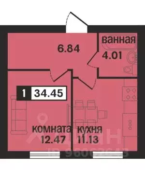 1-к кв. Владимирская область, Муром ул. 1-я Новослободская (34.45 м) - Фото 0