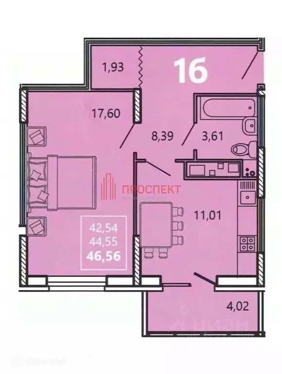 1-к кв. Пензенская область, Пенза ул. Измайлова, 41Б (46.6 м) - Фото 1