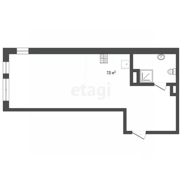 Студия Тюменская область, Тюмень ул. Тимофея Чаркова, 83 (38.2 м) - Фото 1