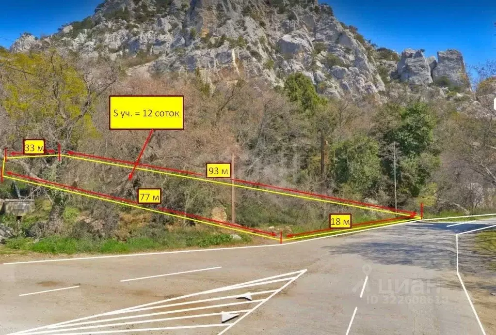 Участок в Крым, Ялта муниципальный округ, Симеиз пгт  (12.0 сот.) - Фото 1