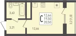 квартира-студия, 23.8 м - Фото 0