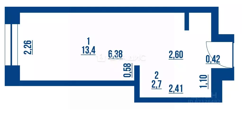 Студия Санкт-Петербург Приморский просп., 6 (16.1 м) - Фото 2