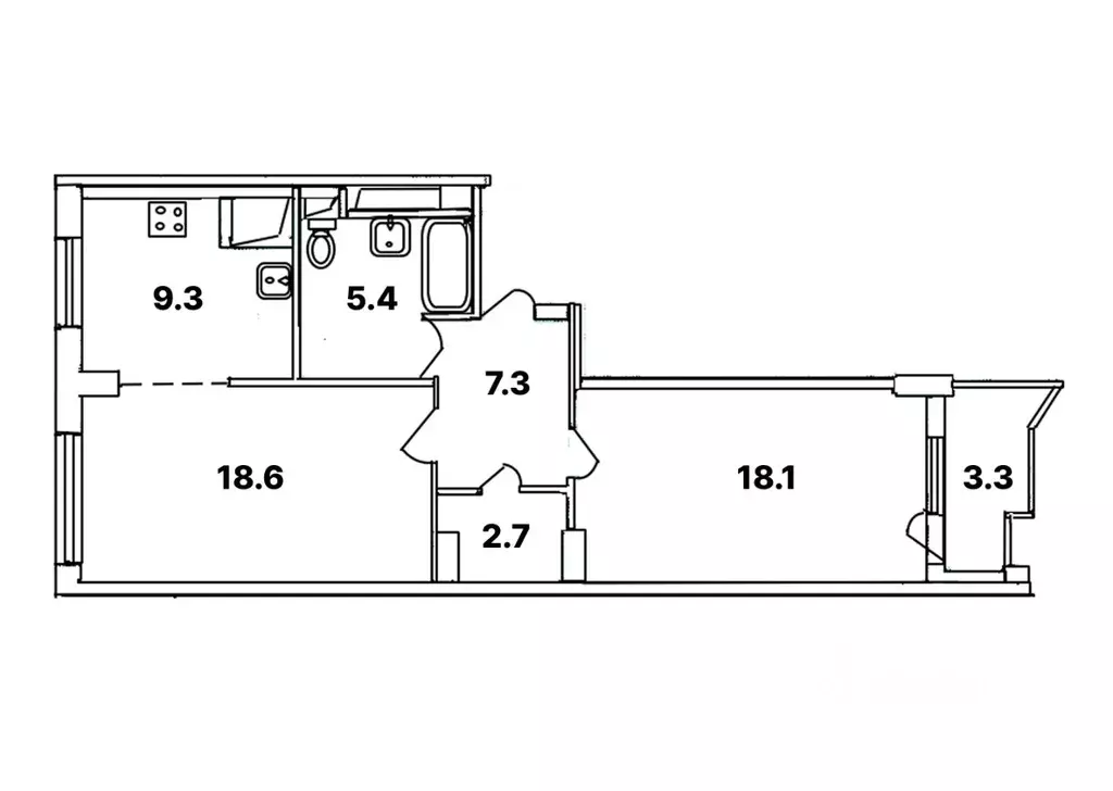 2-к кв. Санкт-Петербург ул. Кустодиева, 7к1 (61.4 м) - Фото 2