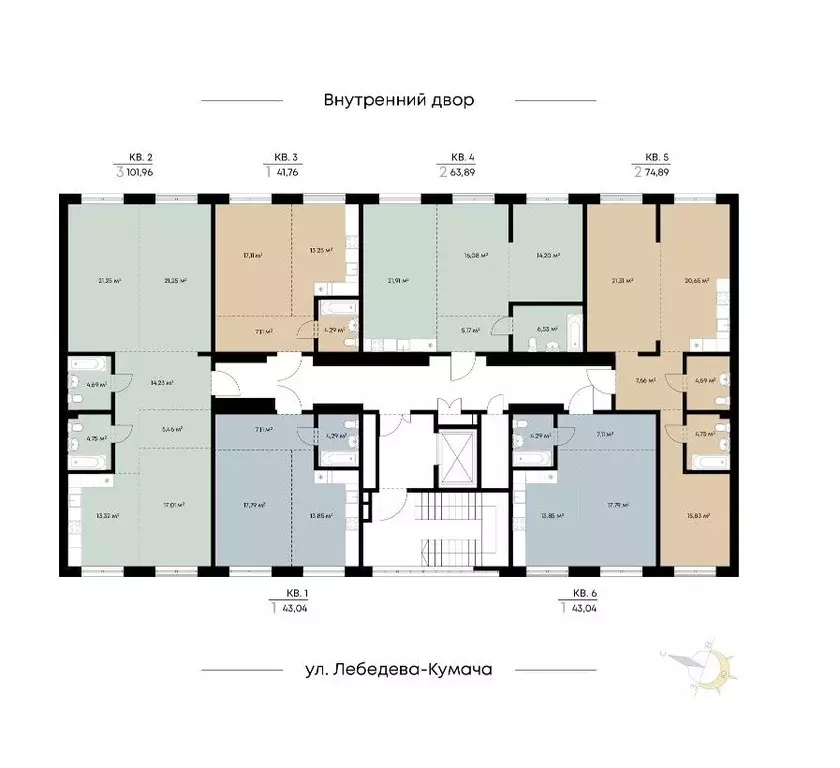 2-к кв. Иркутская область, Иркутск ул. Лебедева-Кумача, 19 (74.89 м) - Фото 2