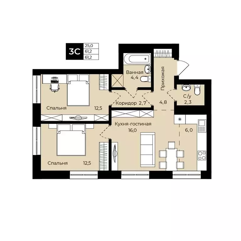 2-комнатная квартира: Уфа, улица Ленина, 190к1 (61.2 м) - Фото 0