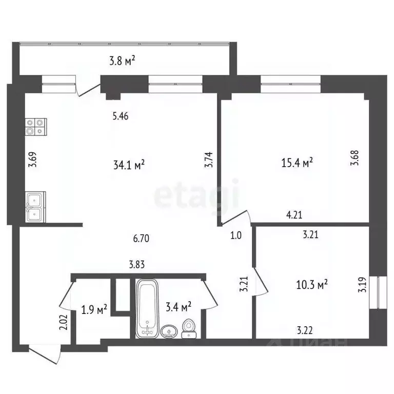 3-к кв. Татарстан, Набережные Челны ул. Раскольникова, 65А (65.0 м) - Фото 1