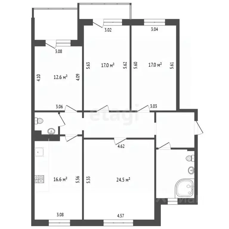 4-к кв. Челябинская область, Челябинск ул. Труда, 5а (112.2 м) - Фото 2