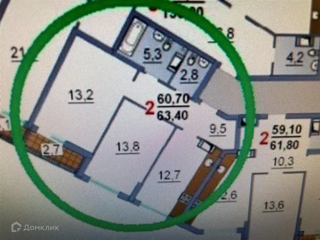 Продаётся 2-к квартира, 63.4 м - Фото 1