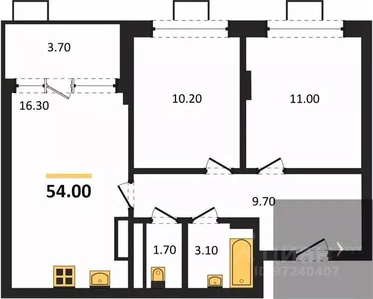 2-к кв. Воронежская область, Воронеж бул. Содружества, 5 (54.0 м) - Фото 1