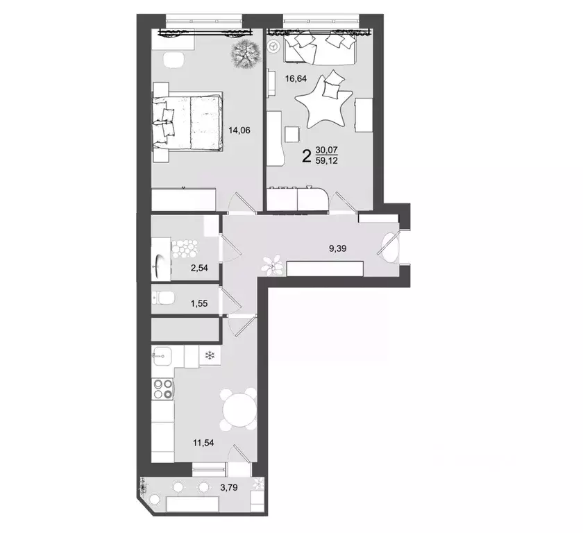 2-к кв. Московская область, Клин Майданово мкр,  (59.12 м) - Фото 0