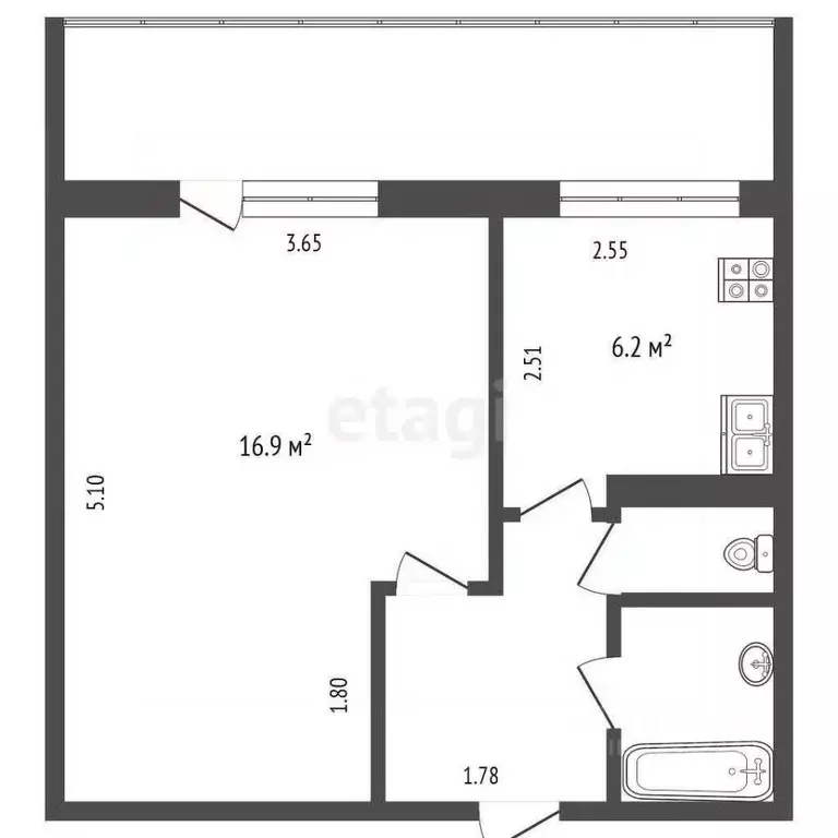 1-к кв. Тюменская область, Тюмень ул. Муравленко, 15а (30.0 м) - Фото 2