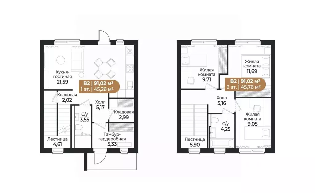 Таунхаус в Ленинградская область, Всеволожск ш. Южное (91 м) - Фото 1