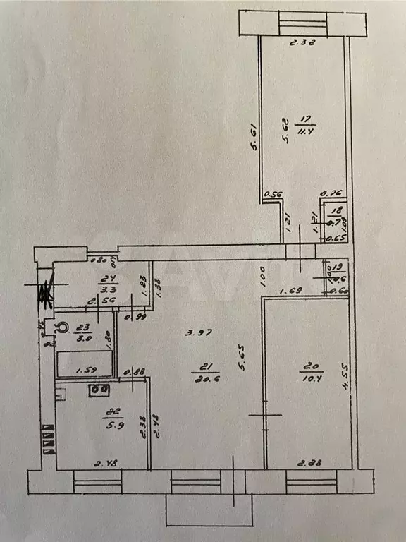 3-к. квартира, 55,9 м, 4/5 эт. - Фото 0