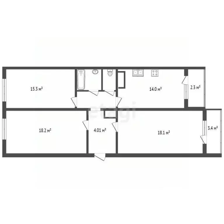 3-к кв. Санкт-Петербург просп. Героев, 26к1 (80.8 м) - Фото 1