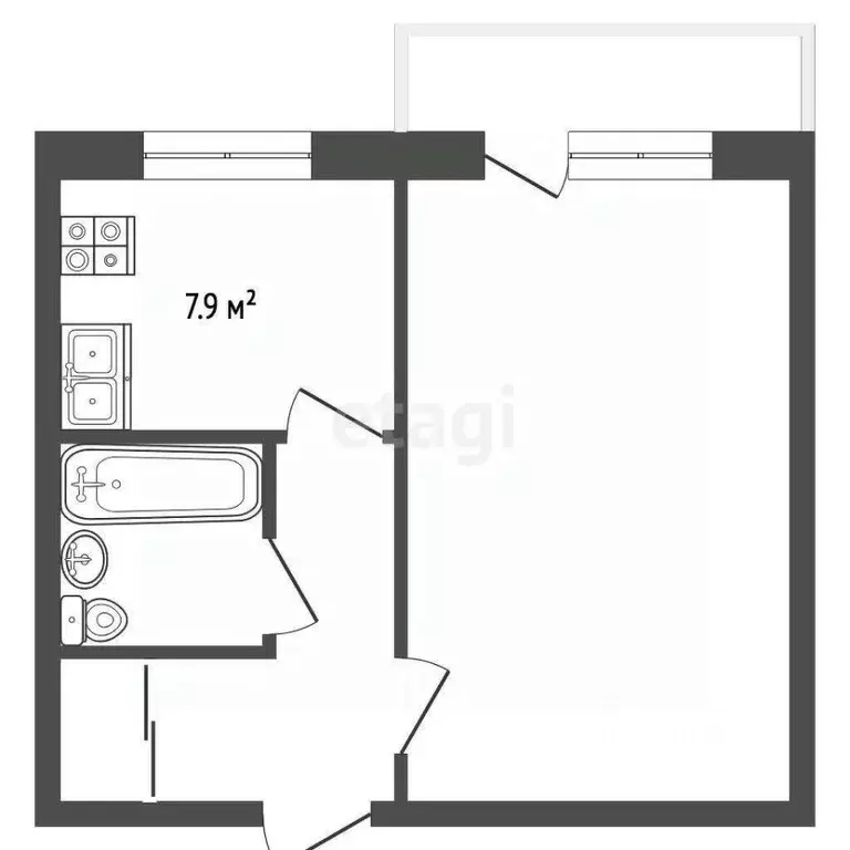 1-к кв. Тамбовская область, Тамбов 2-я Шацкая ул., 4 (30.5 м) - Фото 1