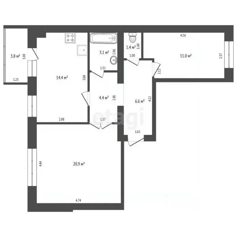 2-к кв. Ростовская область, Батайск Комсомольская ул., 127 (61.2 м) - Фото 1