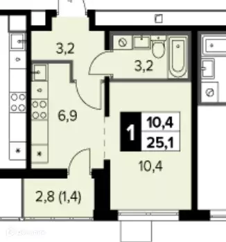 Продаётся 1-к квартира, 25.1 м - Фото 1