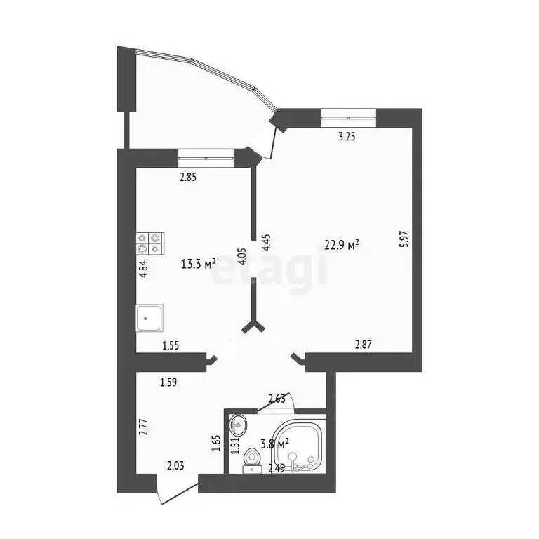 1-комнатная квартира: Тюмень, улица Мельникайте, 55 (49.1 м) - Фото 0