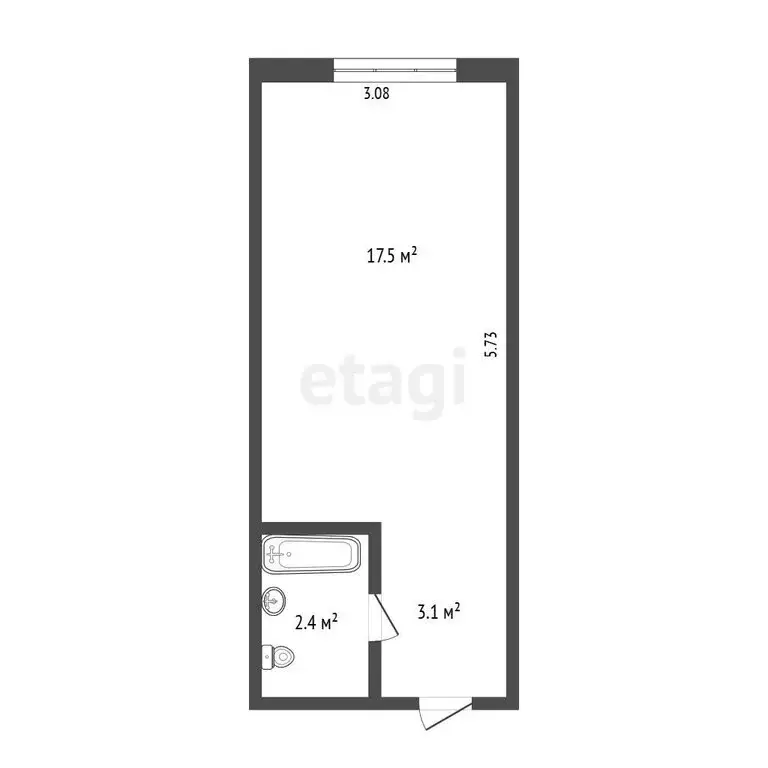 Квартира-студия: Кемерово, бульвар Строителей, 56 (23 м) - Фото 1
