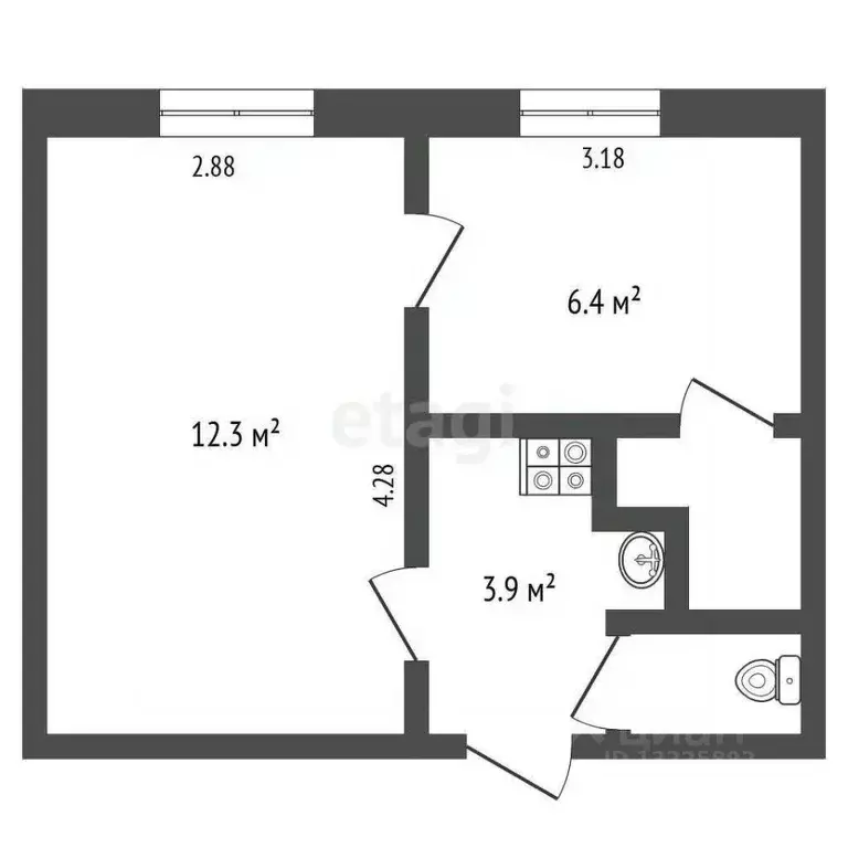 1-к кв. Вологодская область, Вологда ул. Панкратова, 75Ак1 (24.9 м) - Фото 2