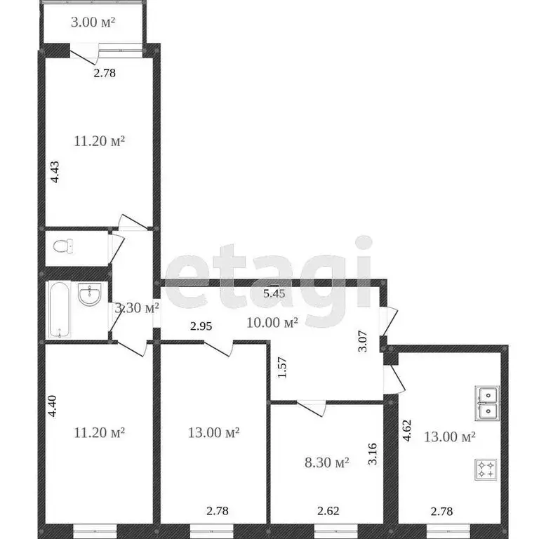 4-комнатная квартира: Ялуторовск, Тюменская улица, 61 (75 м) - Фото 1